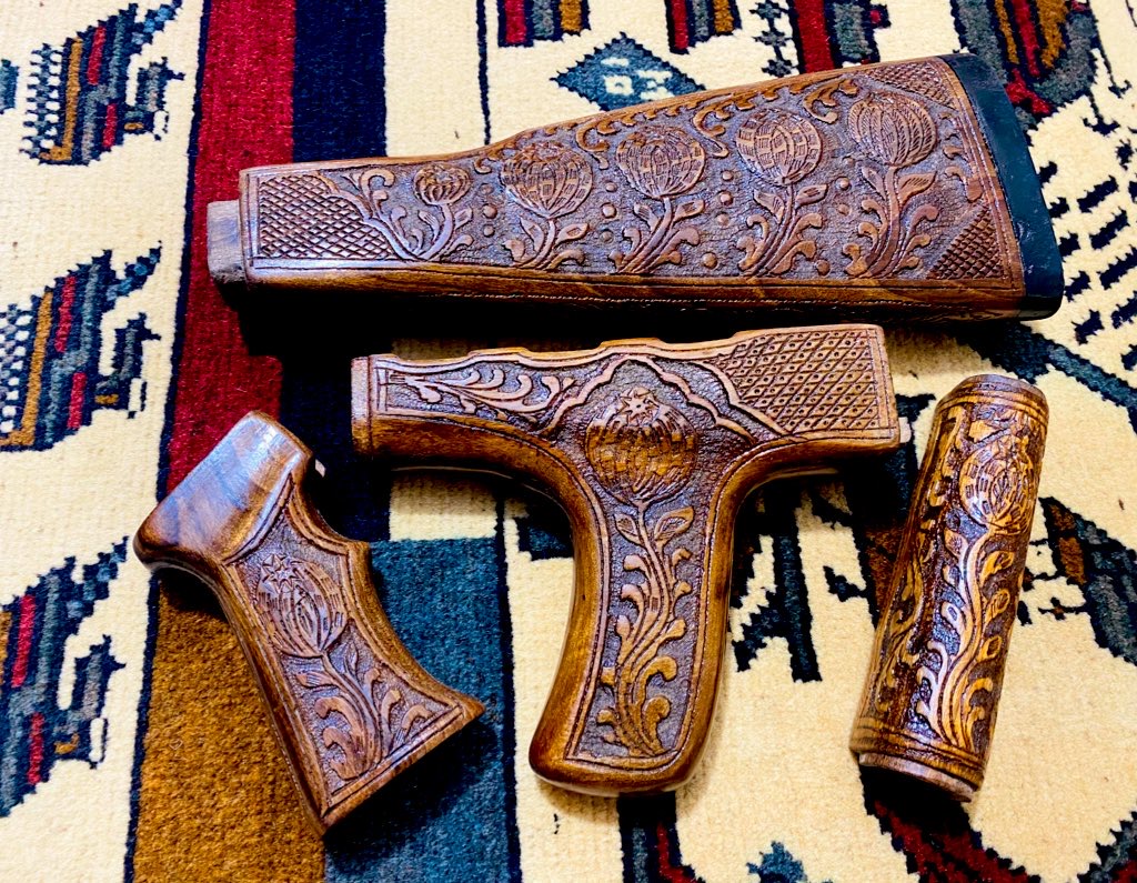 Khyber Arms Bazaar Hand engraved yugo and Ak wood furniture sets