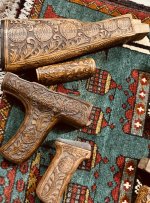 Ak/Akm and yugo khyber hand engraved wood sets,war rugs, slings, pk tapes and more