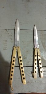 two Vintage balisong knives made in Pakistan