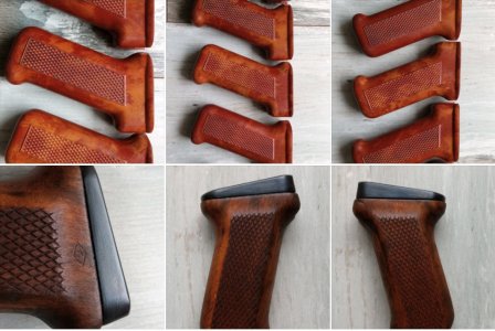 Polish Hardwood Pistol Grip. Very good condition. Fabryka Broni Radom. NOS Polish PGs bakelite Fatties. Fabryka Broni Radom Armory (circle 11)