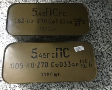 2 sealed tins of Russian 7n6 5.45x39 $595 each