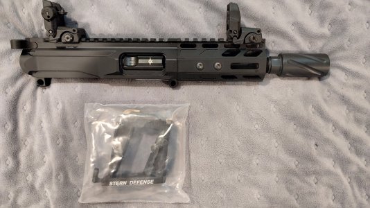 (Sold Pending Funds)--AR-9 Conversion Package!– New Alpha Shooting Sports complete AR-9 Upper+New Stern Defense 9mm Glock Magazine Adapter+ PCC Buffer